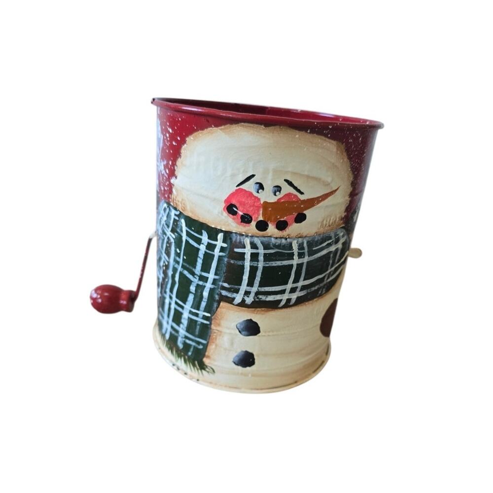 Vintage Hand Painted Signed Sifter Christmas Snowman Unique